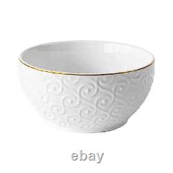 Embossed White Gold 12-Piece Plate & Bowl Kitchen Dinnerware Set New