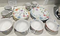 Euro Ceramica Charlotte Collection Stoneware 16 Piece Dinnerware Set Service NEW