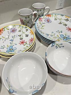 Euro Ceramica Charlotte Collection Stoneware 16 Piece Dinnerware Set Service NEW