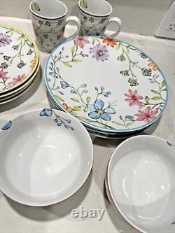 Euro Ceramica Charlotte Collection Stoneware 16 Piece Dinnerware Set Service NEW