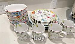 Euro Ceramica Charlotte Collection Stoneware 16 Piece Dinnerware Set Service NEW