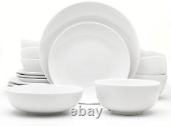 Euro Ceramica Essential Collection Porcelain Dinnerware and Serveware, 16 Piece