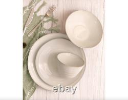 Euro Ceramica Neree 16 Pc. Double Bowl Dinnerware Set, Service for 4 Ivory
