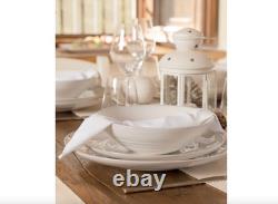 Euro Ceramica Neree 16 Pc. Double Bowl Dinnerware Set, Service for 4 Ivory