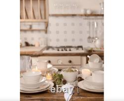 Euro Ceramica Neree 16 Pc. Double Bowl Dinnerware Set, Service for 4 Ivory