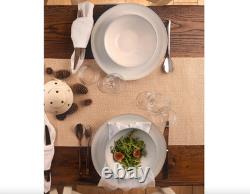 Euro Ceramica Neree 16 Pc. Double Bowl Dinnerware Set, Service for 4 Ivory