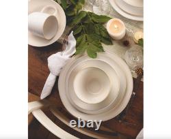 Euro Ceramica Neree 16 Pc. Double Bowl Dinnerware Set, Service for 4 Ivory
