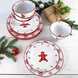 Euro Ceramica Winterfest Collection 12 Piece Dinnerware Set Festive Ceramic