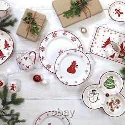 Euro Ceramica Winterfest Collection 12 Piece Dinnerware Set Festive Ceramic