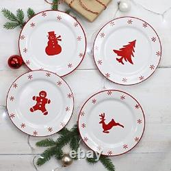 Euro Ceramica Winterfest Collection 12 Piece Dinnerware Set Festive Ceramic