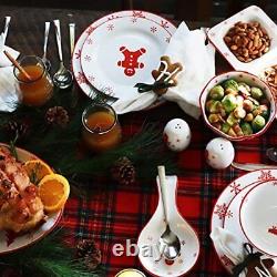 Euro Ceramica Winterfest Collection 12 Piece Dinnerware Set Festive Ceramic