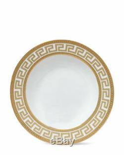 Euro Porcelain 20-pc Athena White Dinnerware Set Service for 4, Greek Key Gold