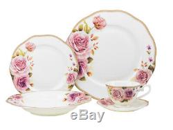 Euro Porcelain 20-pc Dinnerware Set, 24K Gold Premium Bone China, Service for 4