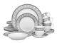 Euro Porcelain 20-pc White Dinnerware Set Service for 4, Platinum Greek Key
