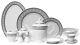 Euro Porcelain 57-pc Dinnerware Set'Greek Key Silver' 24K Banquet Service for 8