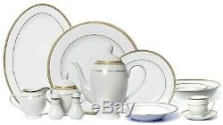 Euro Porcelain 57-pc Premium Dinnerware Set, 24K Gold Banquet Service for 8