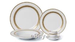 Euro Porcelain 57-pc Premium Dinnerware Set, 24K Gold Banquet Service for 8