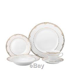 Euro Porcelain 57pc Dinnerware Set Premium Banquet Service for 8 Bone China Lola