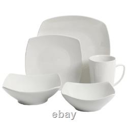 Everyday Square 8 Place Dinnerware Set Dishwasher Microwave Safe Fine Ceramic US