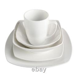 Everyday Square 8 Place Dinnerware Set Dishwasher Microwave Safe Fine Ceramic US