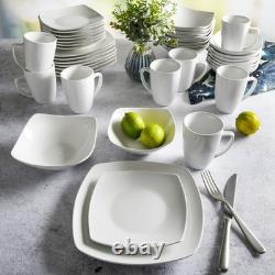 Everyday Square 8 Place Dinnerware Set Dishwasher Microwave Safe Fine Ceramic US