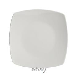 Everyday Square White Ceramic Expanded 40-Piece Dinnerware Set Machine Washable