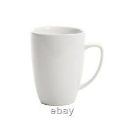 Everyday Square White Ceramic Expanded 40-Piece Dinnerware Set Machine Washable