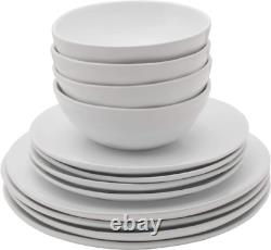 Everyday White by Fitz and Floyd Organic 12 Piece Dinnerware Set, Service for 4