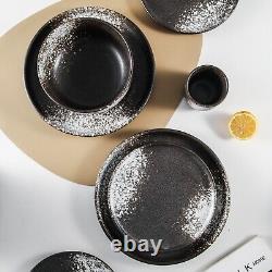 Exquisite White Black Splatter High-Quality Stoneware Elegant Dinnerware Set