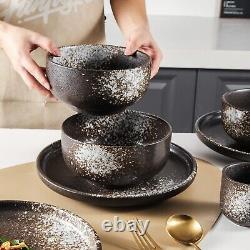 Exquisite White Black Splatter High-Quality Stoneware Elegant Dinnerware Set