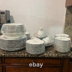 FOUR CROWN Fine China Dinnerware 1950's starlight #515 serves 12 vintage 87 pcs