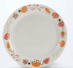 Fall Pumpkin Dinnerware Set Orange White Print 48 Piece Serve 12 Place Plate