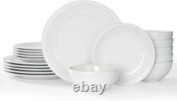 Famiware Garden Plates and Bowls Set, 12-Piece Dishes Set for 4, Scratch Resista