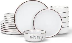 Famiware Mercury Plates and Bowls Sets, 18 Pieces Stoneware Dinnerware Sets