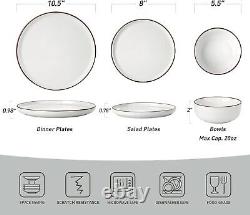 Famiware Mercury Plates and Bowls Sets, 18 Pieces Stoneware Dinnerware Sets