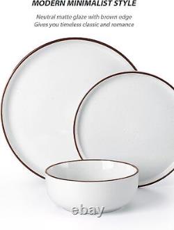 Famiware Mercury Plates and Bowls Sets, 18 Pieces Stoneware Dinnerware Sets