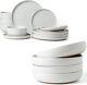 Famiware Milkyway Plates and Bowls Set For 4, 16-Piece Dinnerware Sets, White