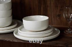 Famiware Milkyway Plates and Bowls Set For 4, 16-Piece Dinnerware Sets, White