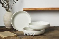 Famiware Milkyway Plates and Bowls Set For 4, 16-Piece Dinnerware Sets, White