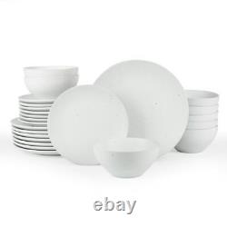 Famiware Moon Plates and Bowls Sets 24 Pieces Dinnerware Sets Matte Dishes Se