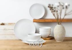 Famiware Moon Plates and Bowls Sets 24 Pieces Dinnerware Sets Matte Dishes Se