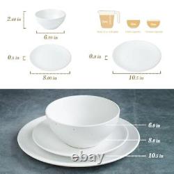 Famiware Moon Plates and Bowls Sets 24 Pieces Dinnerware Sets Matte Dishes Se