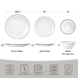 Famiware Plates and Bowls Sets, 12 Pieces Stoneware Dinnerware Sets, Dishes S