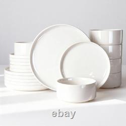 Famiware Porcelain Dinnerware Set 18-Piece Modern Plate And Bowl Set Dish Set