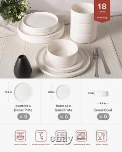 Famiware Porcelain Dinnerware Set 18-Piece Modern Plate And Bowl Set Dish Set