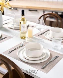 Famiware Porcelain Dinnerware Set 18-Piece Modern Plate And Bowl Set Dish Set