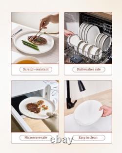 Famiware Porcelain Dinnerware Set 18-Piece Modern Plate And Bowl Set Dish Set