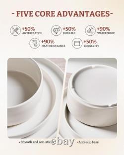 Famiware Porcelain Dinnerware Set 18-Piece Modern Plate And Bowl Set Dish Set