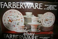 Farberware White Christmas 40 PC SET Dinnerware 8 PLACE SETTINGS Complete MIB