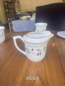 FarberwareWhiteChristmas'95 Dinnerware Set 41-pc Katherine Bukovskiy Mugs Bowls
